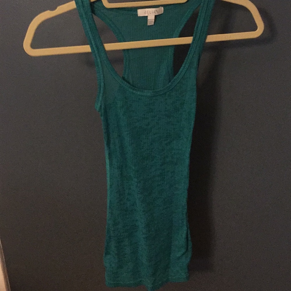 Delias racerback teal heathered tank top